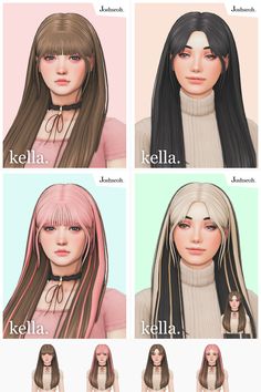 four different types of hair for females with long, straight and medium - length hair