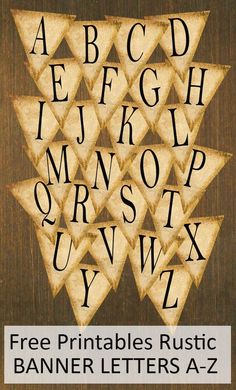 an old fashioned alphabet with letters and numbers on it, in the shape of triangles