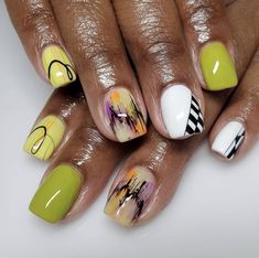 Nails Design For Black Women, Autumn Themed Nails, Nail Designs For Black Women, Vibrant Nail Designs, Shorter Nails, Colorful Swirls, Sophisticated Nails, Ideas For Short Nails