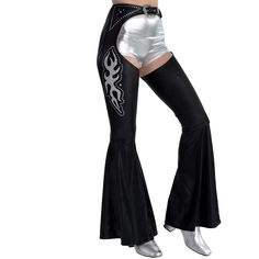 HALLOWEEN COSTUME CO. Costume Accessories Cowboy Glam Chaps for Adults Assless Chaps Women, Chaps Sweater Woman, Chaps Outfit Festival, Bachelorette Chaps, Western-style Fitted Bottoms For Western-themed Events, Fitted Rocker Style Party Bottoms, Western High Waist Fitted Bottoms, Western Style Bottoms With Belt Loops For Fall, Fitted Rocker Bottoms For Party