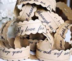 an ornament made out of paper that says, my love for each other