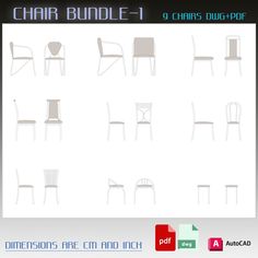 the chair bundle is shown with different types of chairs and their names on each side