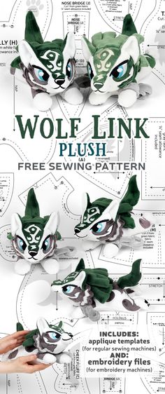 the instructions for how to make wolf link plushies