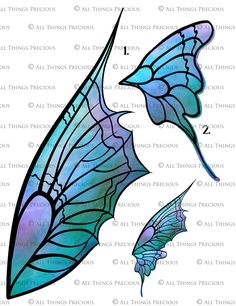 an image of a blue butterfly wing with wings on it's back and side