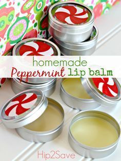 homemade peppermint lip balm in tins