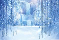 an image of a frozen waterfall in the woods