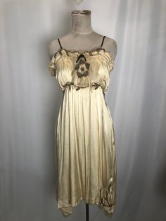 Very Beautiful Soft Butter colored vintage satin dress . Will fit small to med frame. Long Vintage Dresses, Vintage Satin Dress, Shifting Closet, 2024 Art, Deco Dress, Art Deco Dress, Vintage Slip Dress, Tarpon Springs, Vintage Slip