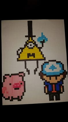 an image of some pixel art on a piece of paper that looks like it has been drawn