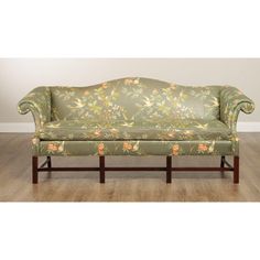 High Quality Custom Crafted Vintage Three-Seat Sofa with Carved Mahogany Finish Fretwork Frame and Custom Floral Upholstery Paisley Sofa, Chippendale Sofa, Camelback Sofa, Floral Upholstery, Three Seat Sofa, Vintage Sofa, Living Design, Kitchen Room, Sofa Design