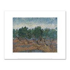 a painting of trees in the middle of a field