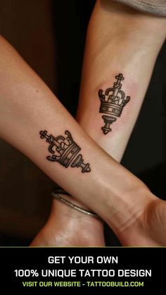 two people with matching tattoos on their arms