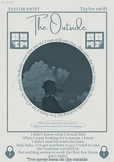 the outside movie poster with an image of a person looking at something in the distance