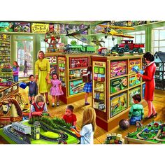 TOY SHOP USA 16 march 2015 Poster Print by Steve Crisp Image 1 Image 3d, Toy Shop, Illustration Vintage, 1000 Piece Jigsaw Puzzles, Norman Rockwell, White Mountain, Fine Arts Posters, Painting For Kids, Toys Shop