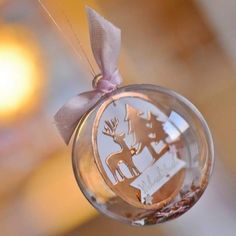 a glass ornament hanging from a string