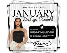 January Books, Booking Flyer, Books Open, Wig Install, Booking Sites, Nail Makeup, Social Media Icons, Hair Braids, Template Download