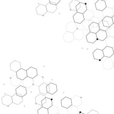 an abstract line drawing of hexagonal shapes with dots in the middle and on top