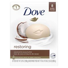 It’s important to set aside time in your schedule that's just for you. The Dove Restoring Coconut and Cocoa Butter Beauty Bar lets you do just that with a rich, soothing, luxuriously scented lather that pampers the skin every time you use it. So, if you wonder how to get smooth skin and treat yourself to a relaxing experience, we recommend trying the Dove Restoring Beauty Bar. This gentle skin cleanser nourishes the skin with coconut and soothes the senses with the warm scent of cocoa butter. Do Dove Bar Soap, Dove Bar, Dove Beauty Bar, Dove Soap, Dove Beauty, Gentle Skin Cleanser, The Dove, Skin Care Cleanser, Beauty Supplies