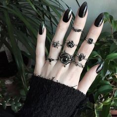 Idda Van Munster, Goth Ring, Witchy Nails, Nail Ring, Goth Jewelry, Rock Punk, Dope Jewelry, Grunge Goth