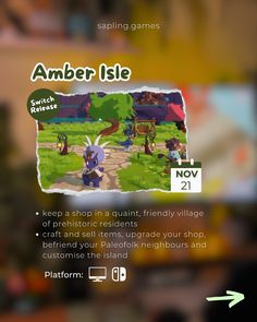 an advertisement for the game amber isle, which is being displayed on a phone screen