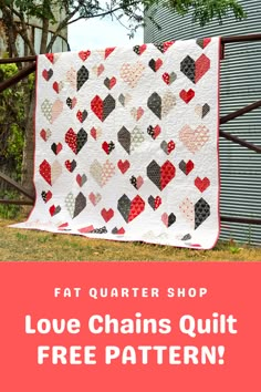 Free Quilt Pattern! Perfect for any skill level! Plus a tutorial for sewing on the FQS YouTube channel. Heart Quilts, Heart Quilt Pattern, Christmas Quilt Patterns, Lap Quilts, Block Patterns, Valentine Ideas, Heart Quilt