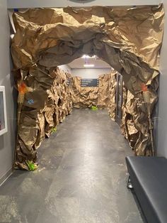 the hallway is made out of cardboard paper