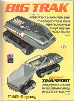 an advertisement for a remote control vehicle from the'80s, with pictures of it