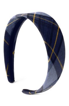 A headband she'll adore — designed to match (or mix) with our plaid skirts, skorts and jumpers. With a pinch-free fit, just slip it on and voilà! She'll look perfectly polished for school or play. 1 1/2-inches wide Velvet lining slides on easily and stays put Polyester/rayon blend.;Imported Bonus points! Get a "Preferred School" contribution with purchase Plaid Headband, Wide Headband, Plaid Skirts, Skorts, Girls Hair Accessories, Classic Blue, Blue Plaid, Lands End, Girl Hairstyles