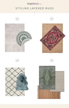 rugs with different colors and patterns on them