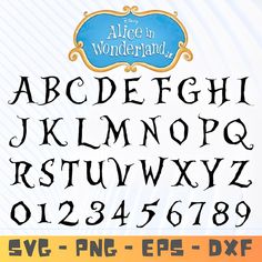 the alice in wonderland font and lowercases are all black with gold trimming