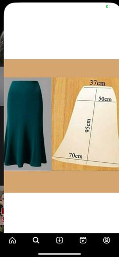 an image of a woman's skirt with measurements on the bottom and in the middle