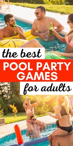 pool party games for adults Pool Activities For Adults, Games To Play At A Pool Party, Pool Side Games For Adults, Adult Water Games Party Ideas, Pool Party Games For Adults, Water Games For Adults, Fun Pool Party Games