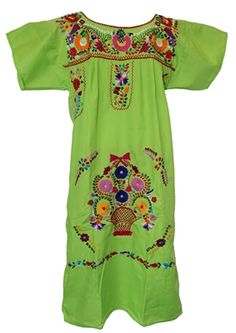 MEXICAN EMBROIDERED PUEBLO DRESS - Lime Green @officialfiesta #mexicandress #fiesta #fiestadecor #dresses #fashionistas at www.officialfiesta.com Mexican Dresses Traditional, Puebla Dress, New Years Eve Party Ideas, Traditional Mexican Dress, Mexican Embroidered Dress, Fiesta Dress, Embroidered Dress Boho, Mexican Blouse, Mexican Dress