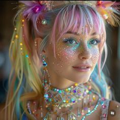 Pride Hairstyles, Carnaval Make-up, Pride Hair, Festival Make Up, Gyaru Makeup, Fest Outfits, Rave Makeup, Fairy Makeup, Crazy Makeup