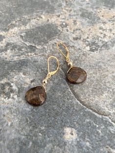 "Beautiful metallic golden brown bronzite drop dangle earrings are available in gold filled or sterling silver.  These minimalist, simple earrings are accented with smooth metal beads and finished with lever backs for a secure wear.   The earrings measure approx 1.25\" from end to end.  The bronzite teardrops are approx 10mm. You may also like to check out more of my bronzite jewerly here: https://etsy.me/3yCijSN You may also like to check out more of my earrings here: http://etsy.me/2oDJlWy Fre Cheap Bronze Drop Earrings, Cheap Bronze Earrings, Cheap Bronze Jewelry Gift, Cheap Bronze Jewelry For Gift, Dangle Earrings Gold, Brown Gemstone, Earrings Everyday, Castle Rock, Drop Dangle Earrings