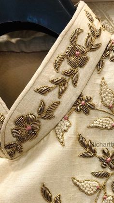 Sherwani For Groom Wedding, Wedding Sherwani For Groom, Stole For Men, Sherwani Jacket, Sherwani For Groom, Mens Ethnic Wear, Khatli Work, Golden Fabric, Embroidered Sherwani