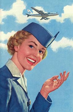 a woman is smiling and holding her hand up to the sky with an airplane in the background