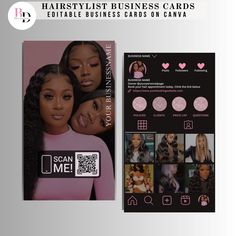 the front and back cover of an e - card for hair stylist business cards