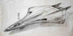 a pencil drawing of a futuristic looking vehicle