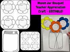 mason jar bouquet teacher appreciation craft - editable