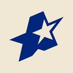 a blue and white star logo on a beige background with the letter s in the center