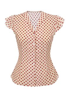 White Fitted Retro Top, Retro Fitted White Top, Slim Fit Collared Blouse For Summer, Retro White Button-up Tops, Summer Slim Fit Collared Blouse, White Fitted Retro Blouse, Red Polka Dot Top, Velvet Pencil Dress, Epic Clothing