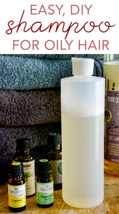 Easy, DIY Shampoo for Oily Hair Diy Hair Shampoo, Oily Hair Remedies, Natural Shampoo Recipes, Natural Shampoo Diy, Homemade Shampoo Recipes, Shampoo Diy, Shampoo For Oily Hair, Homemade Natural Shampoo