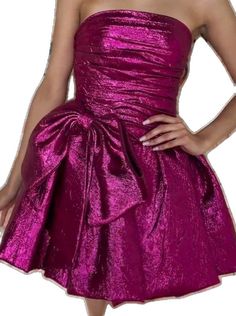 Ruched Mini Dress For Prom, Elegant Strapless Mini Dress With Bow, Strapless Mini Dress With Bow For Gala, Cocktail Strapless Mini Dress With Bow, A-line Mini Dress With Bow For Prom, Formal Strapless Mini Dress With Bow, Satin Mini Dress For Prom Season Gala, Satin Mini Dress For Gala And Prom Season, Flirty Mini Dress With Bow