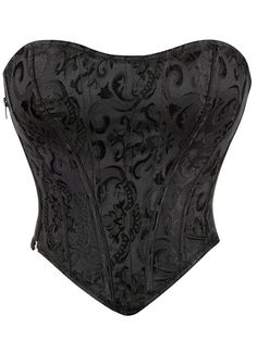 6XL Black Jacquard Overbust Corsets     To shape your silhouette, use a strapless corset that can reduce size. Place it behind the chest, loosen the top shoelace, and then gently tighten it to make the tight fitting bra fit.   Condition: Brand New   Color: Black   Material:Polyester,Jacquard   Design:Cord Lacing,Side Zip   Back Style:lace-up   Includes: Corset   Occassions: This bustier corset crop top is the going out must have staple!!it is sexy,fashion,classic and cute for date, vacation, goi Clubwear Plus Size, Fashion Corset, Bustier Lingerie, Corsets Vintage, Plus Lingerie, Waist Trainer Corset, Overbust Corset, Shapewear Bodysuit, Corsets And Bustiers