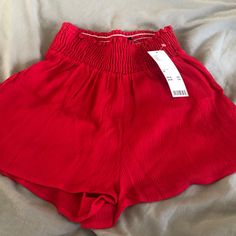 Great Red Shorts From Urban Outfitters Never Worn!! And With Tags!! Red Bottoms With Built-in Shorts For Vacation, Urban Outfitters High-waist Summer Shorts, Red Cotton Shorts For Day Out, Chic Red Shorts For Spring, Casual Red High-waist Bottoms, Trendy Red Summer Shorts, Chic Red High-waisted Shorts, Chic Red Beach Shorts, Red Casual Short Length Bottoms