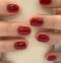 Warm Toned Nails, Nails Design Korean, Short Nails For Winter, Winter Nude Nails, Red And Nude Nails, Short Jelly Nails, Korean Nails Short, Korean Gel Nails, Korean Nail Designs