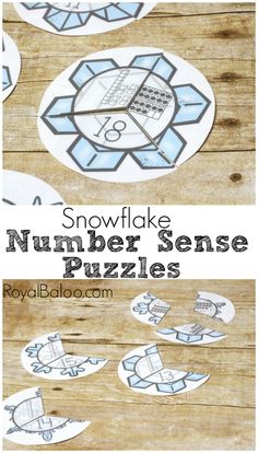 snowflake number sense puzzles for kids to practice counting and matching numbers with their own hands