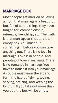 Marriage Box, Marriage Words, Relationship Lessons, Relationship Advice Quotes, Marriage Life, Advice Quotes, Healthy Relationship Advice, Marriage Tips, Marriage Quotes