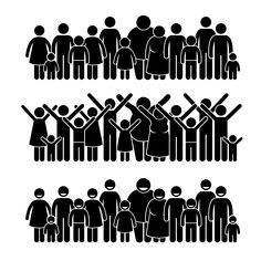 a group of people standing in front of each other with their hands up and arms raised