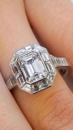 Dig Jewelry, Ring Redesign, Baguette Ring, Emerald Engagement Ring Cut, Ring Collection, Antique Engagement, Antique Engagement Rings, Engagement Jewelry, Emerald Cut Diamonds